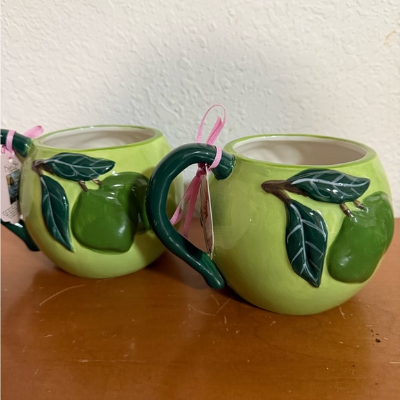 Blue Sky Clayworks Green Summer Lime Tree And Honey Bee Ceramic Coffee Mugs - Picture 2 of 8